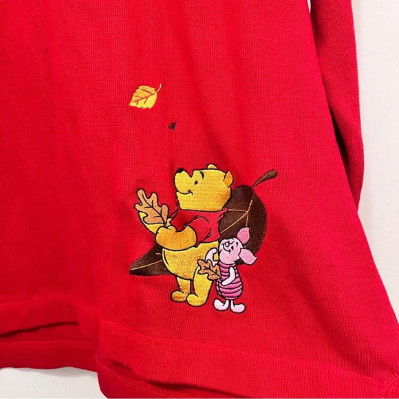 Vintage‎ Disney Store 90s Red Pullover Pooh And Piglet Embroidered 1/4 Zip L - Picture 3 of 6